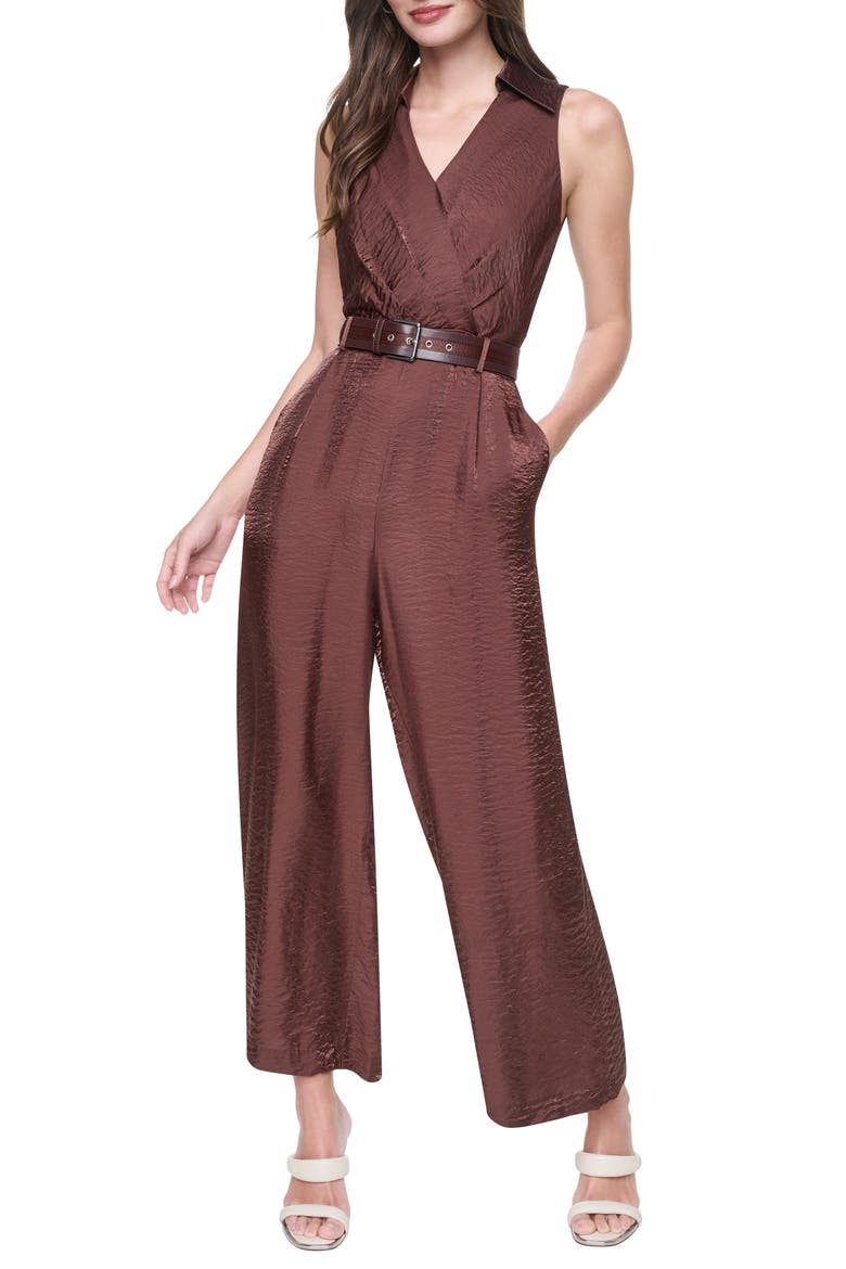Sleeveless Belted Jumpsuit, Main, color, JAVA