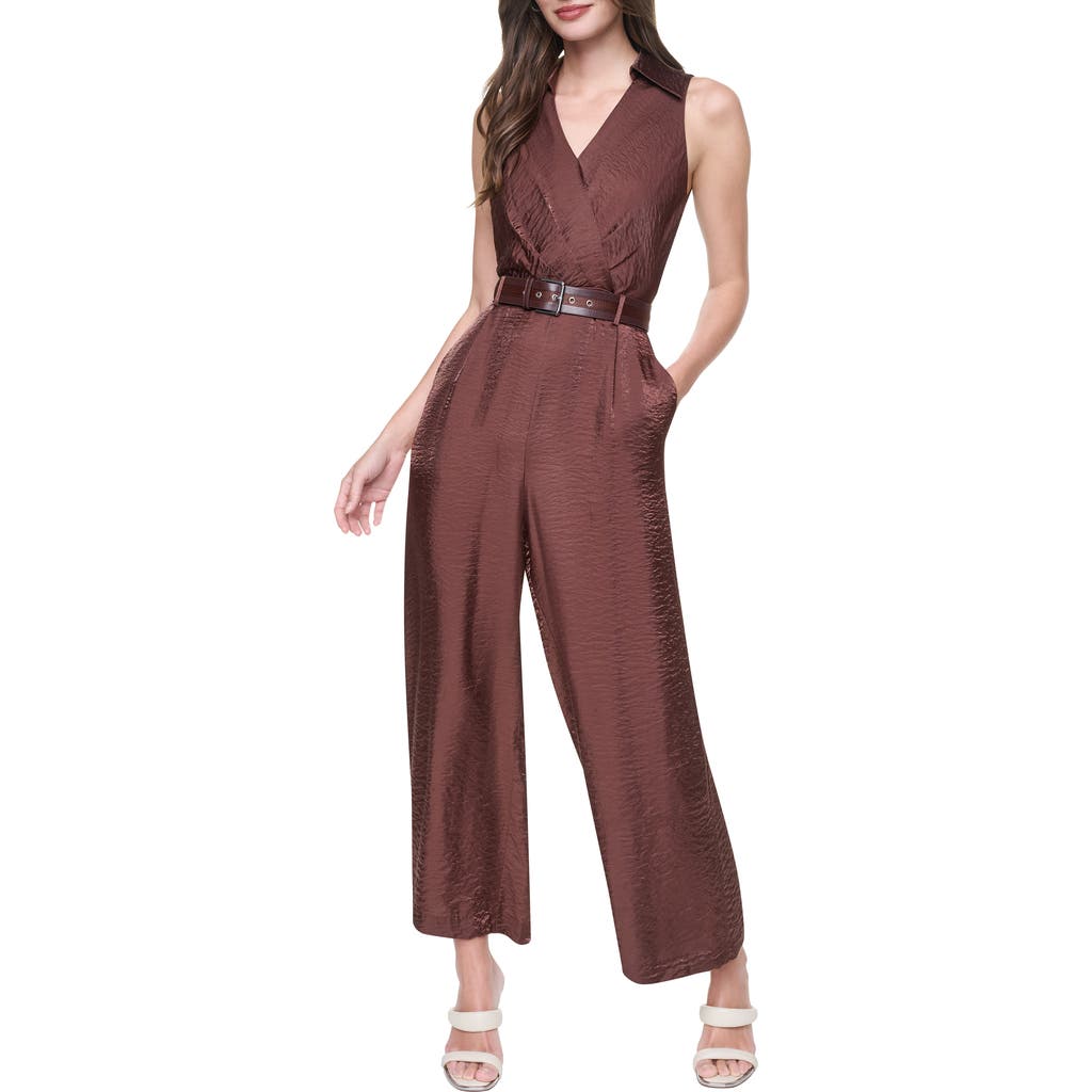 Dkny Sleeveless Belted Jumpsuit In Java