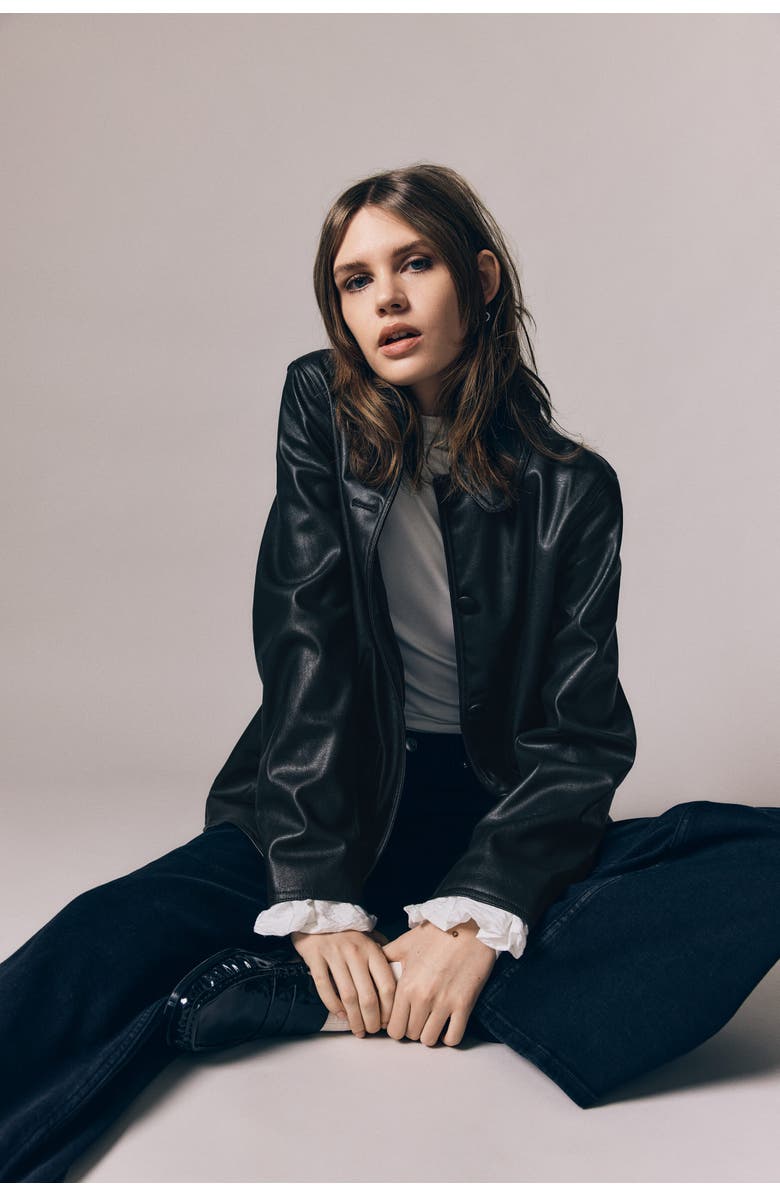 H&M Coated car coat, Alternate, color, Black