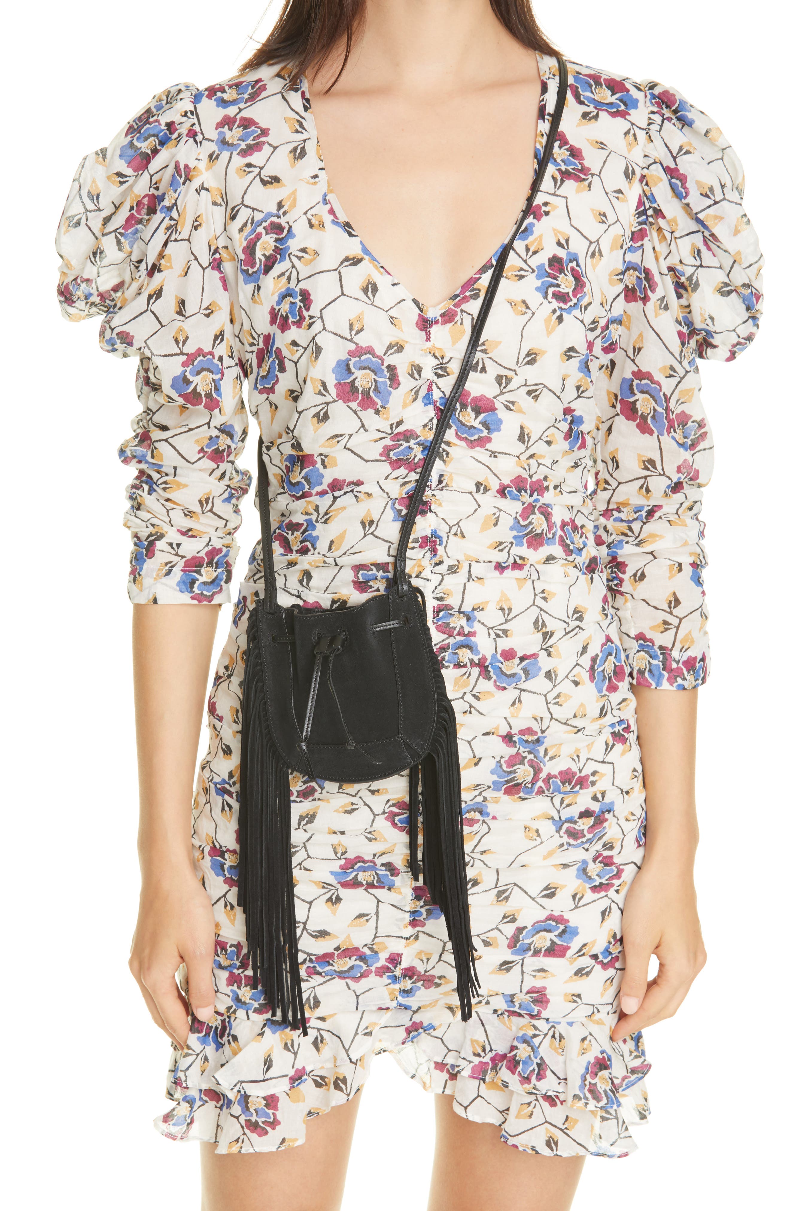 Isabel Marant Miskaf Suede Fringe Crossbody Bag, Alternate, color, 