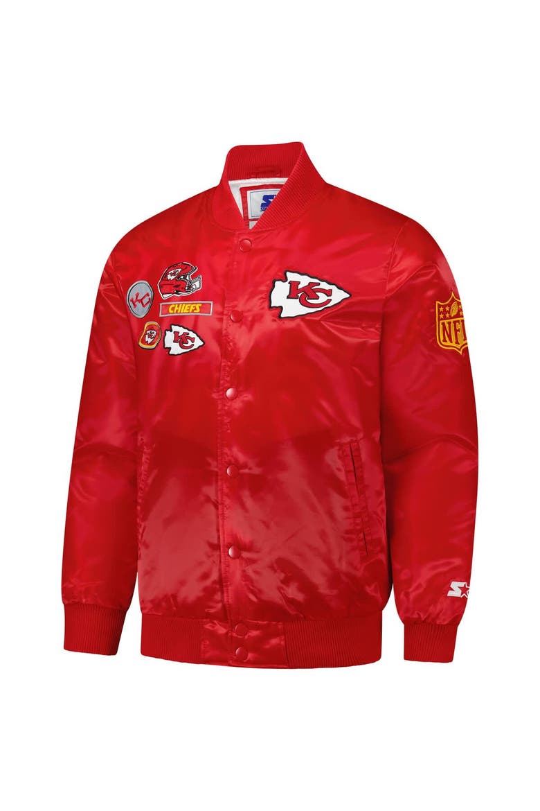 Men's Starter Red Kansas City Chiefs Exclusive Satin Full-Snap Varsity Jacket, Alternate, color, Red
