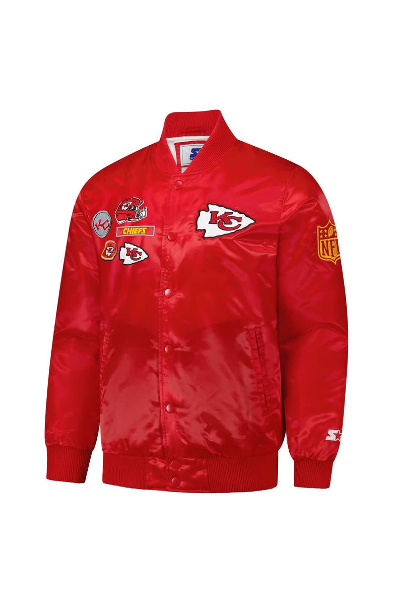 STARTER Men's Starter Red Kansas City Chiefs Exclusive Satin Full-Snap Varsity Jacket, Alternate, color, Red