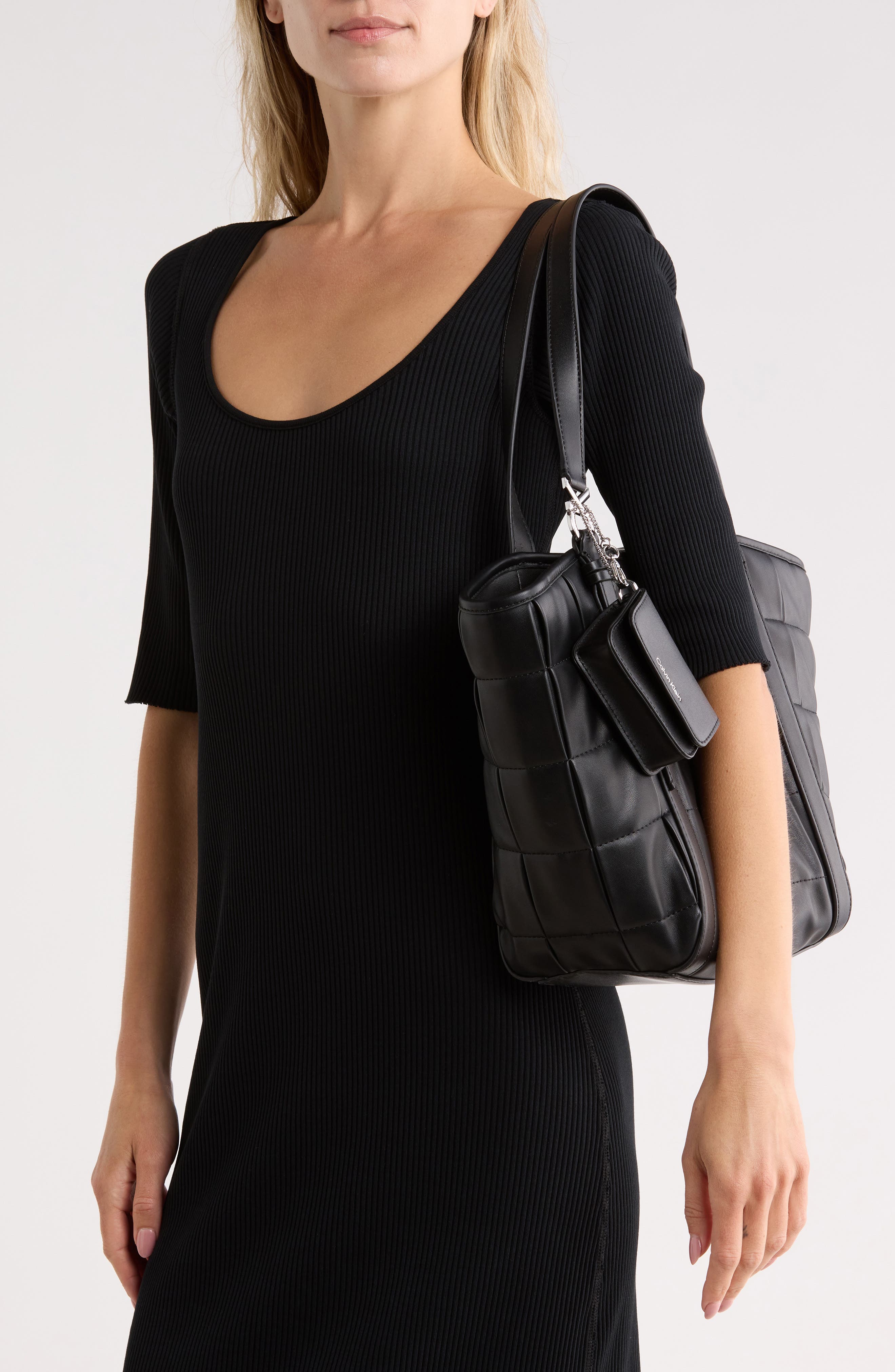 Tina Tote Bag, Alternate, color, BLACK/ SILVER