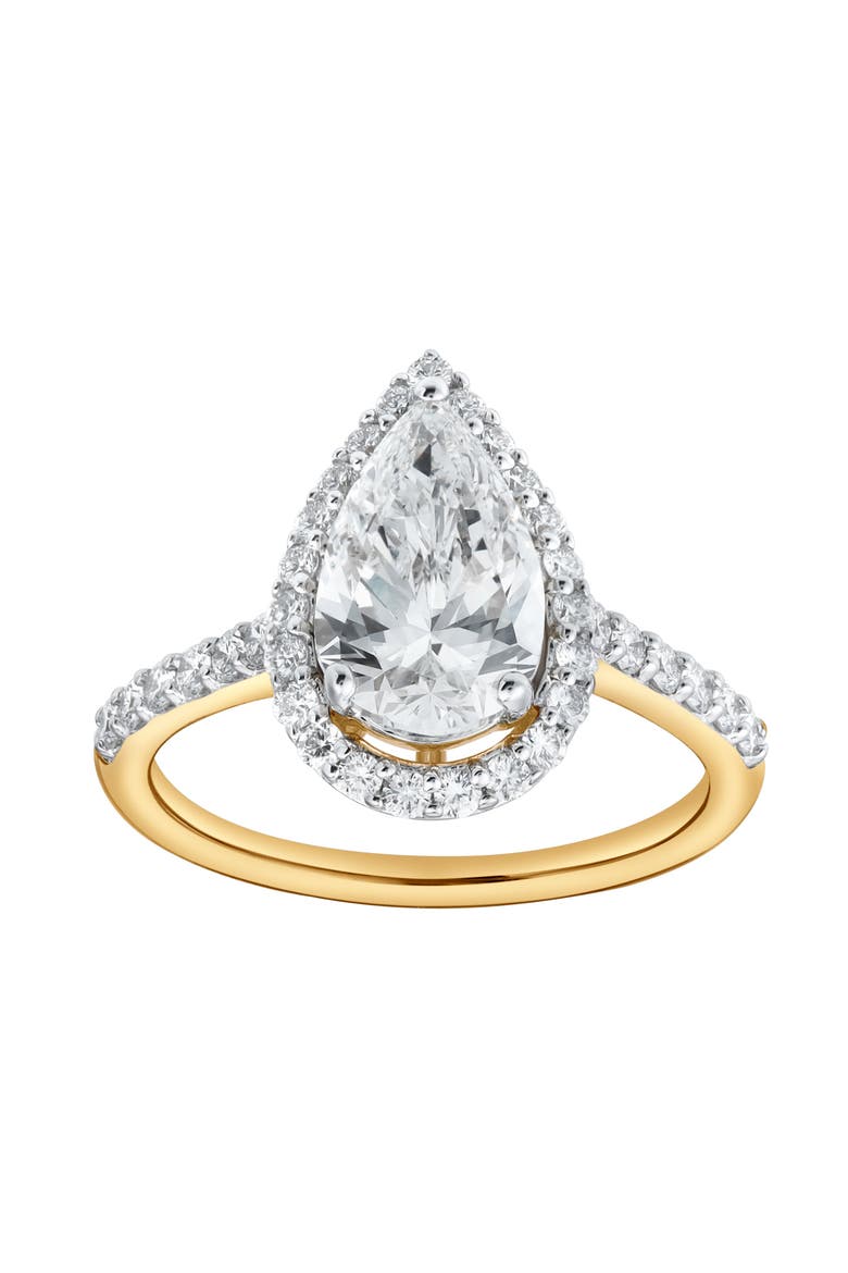 Hana 14K Yellow Gold Pear Lab Grown Diamond Halo Engagement Ring - 2.45 Ct, Main, color, 14K Yellow Gold