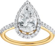 LuvMyJewelry Hana 14K Yellow Gold Pear Lab Grown Diamond Halo Engagement Ring - 2.45 Ct