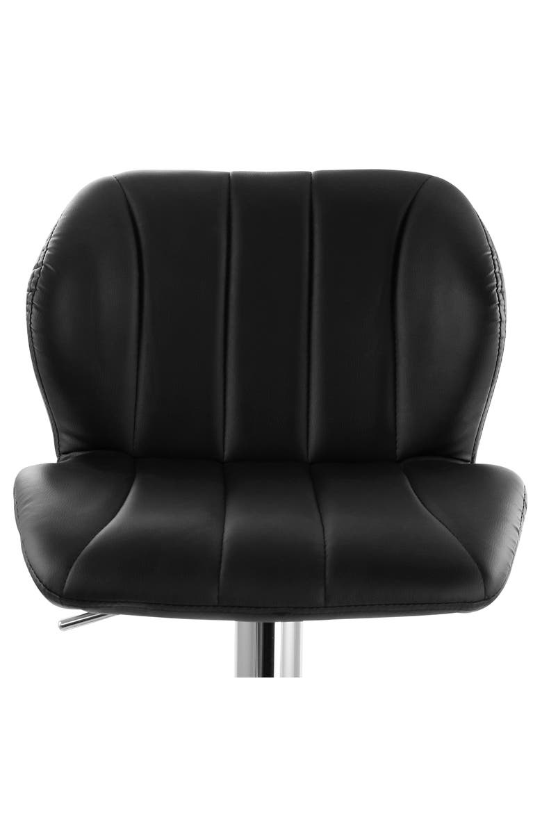 2 Piece Adjustable Striped Faux Leather Tufted Bar Stool, Alternate, color, Black