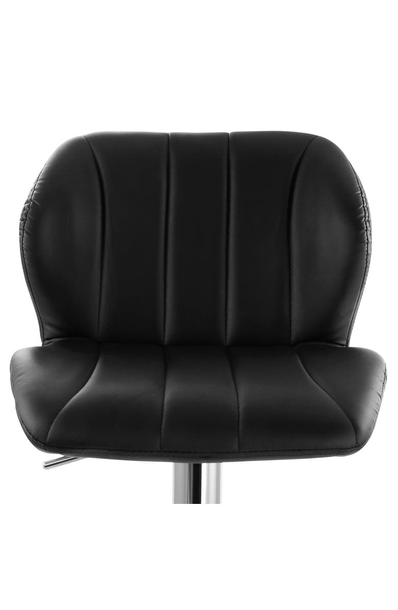 Elama 2 Piece Adjustable Striped Faux Leather Tufted Bar Stool, Alternate, color, Black