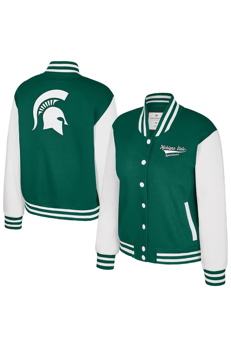Women's Colosseum Green Michigan State Spartans French Baguette Full Snap Fleece Jacket, Main, color, Green