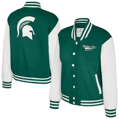 Women's Colosseum Green Michigan State Spartans French Baguette Full Snap Fleece Jacket