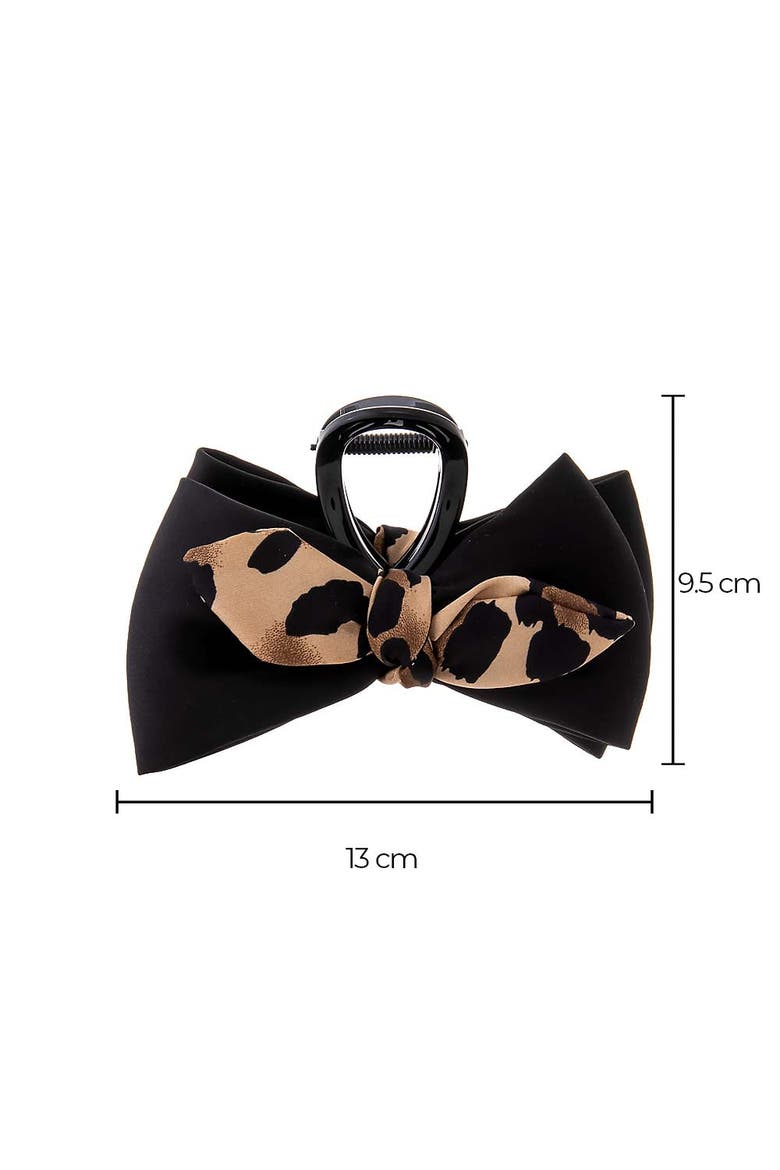 Cheetah Bow Tie Hair Claw Clip, Alternate, color, Black