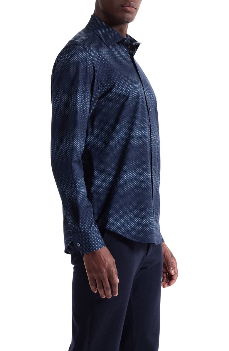 Bugatchi James OoohCotton<sup>®</sup> Gradient Geo Print Button-Up Shirt, Alternate, color, Navy