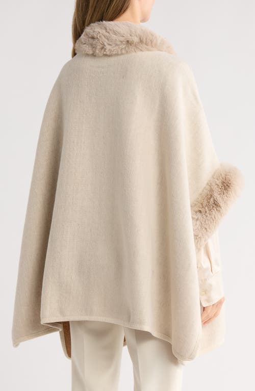 Nanette Lepore Faux Fur Trim Ruana In White