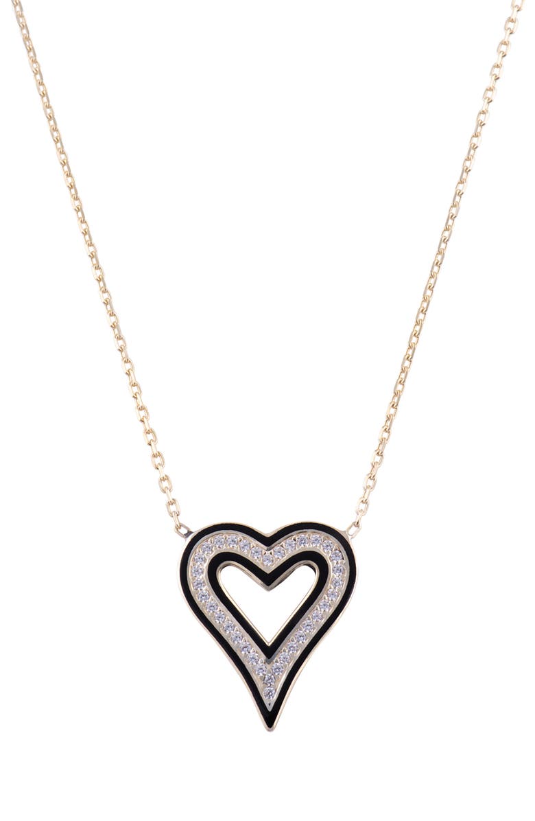 SHYMI Enamel Heart Pendant Necklace, Main, color, Gold / Black