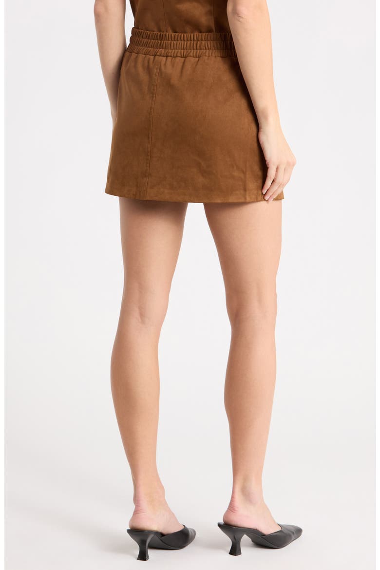 Faux Suede Miniskirt, Alternate, color, BROWN