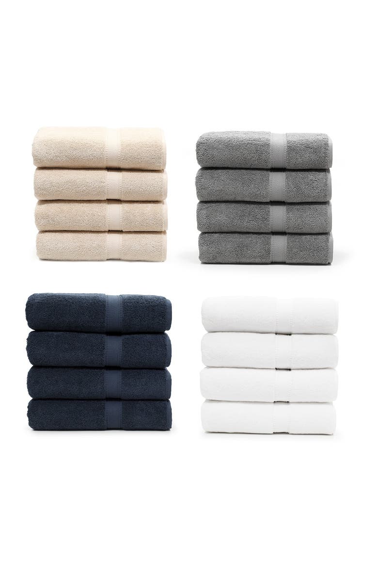 Sinemis Terry 4-Piece Bath Towel Set - White, Alternate, color, WHITE