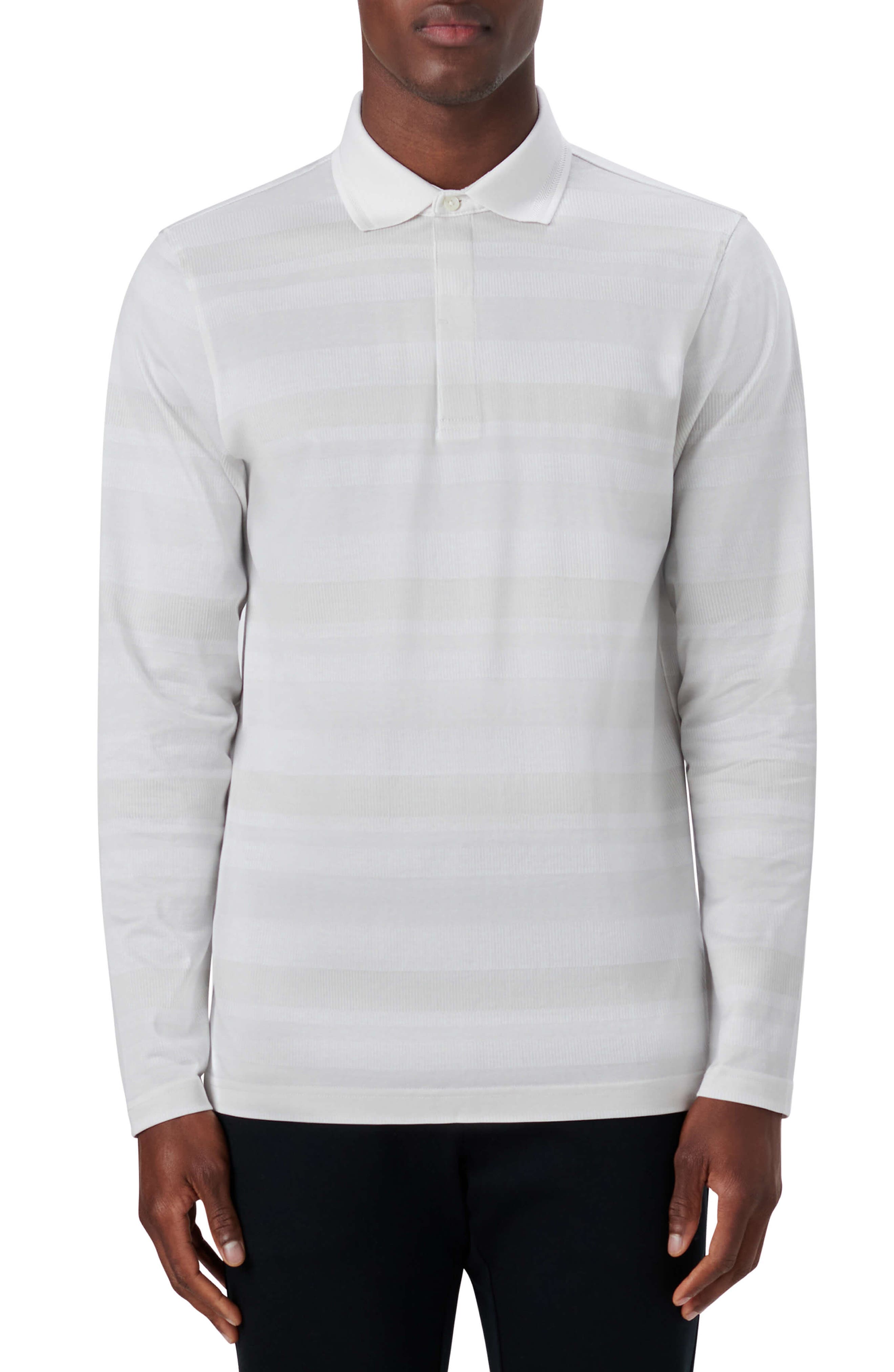 Bugatchi Three-Button Long Sleeve Polo
