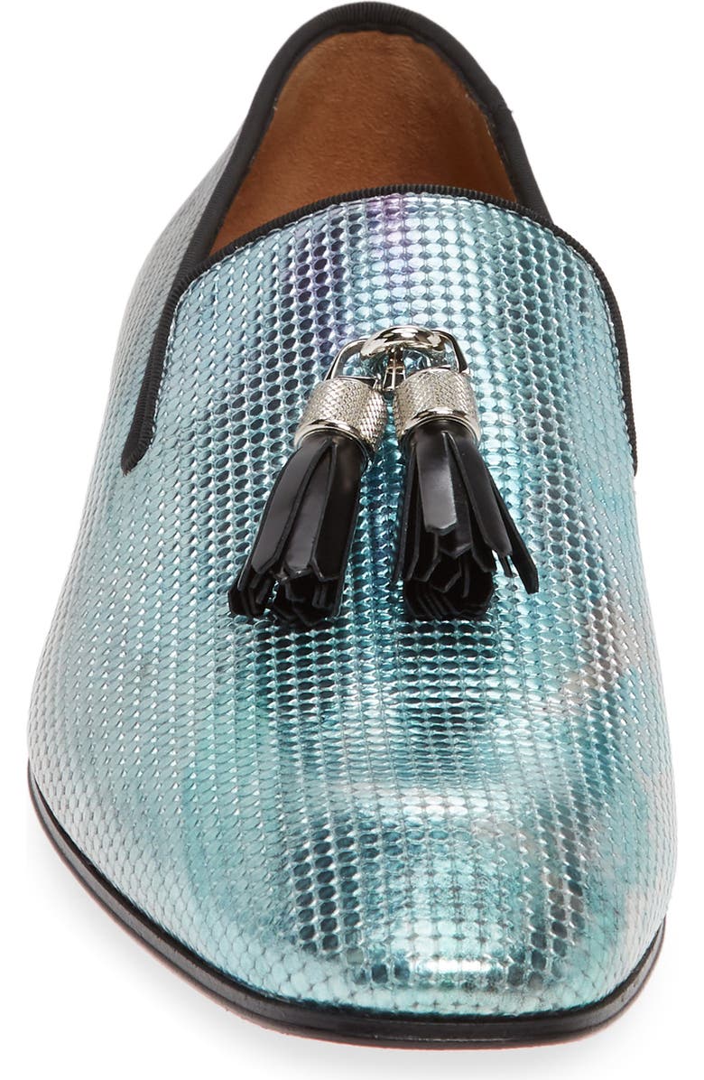 Christian Louboutin Rivalion Flat Spec Pointillé Iridescent Tassel Loafer, Alternate, color,