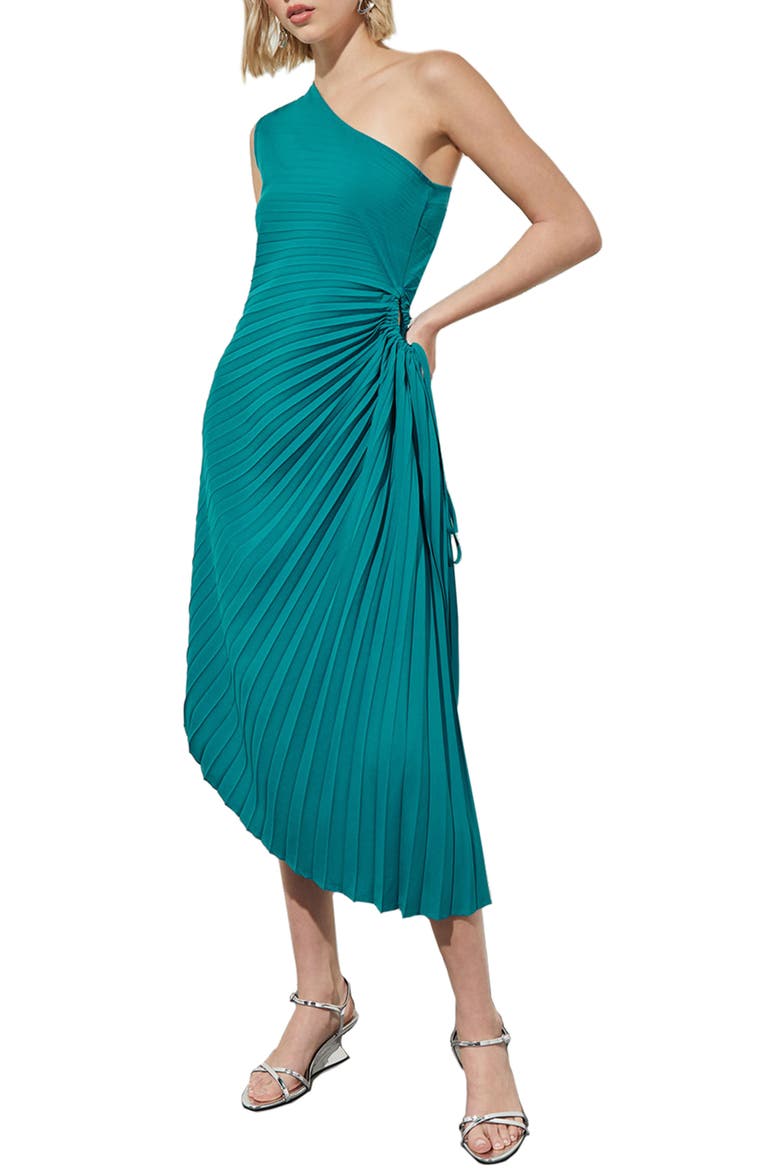 One-Shoulder Asymmetric Midi Dress, Main, color, BERMUDA