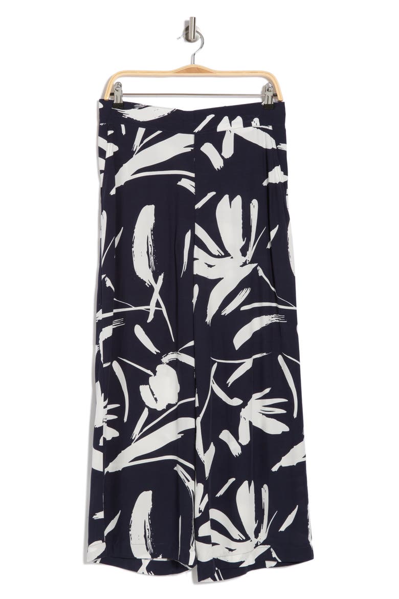 Ankle Crop Wide Leg Palazzo Pants, Alternate, color, INDIGO BRUSHSTROKE P