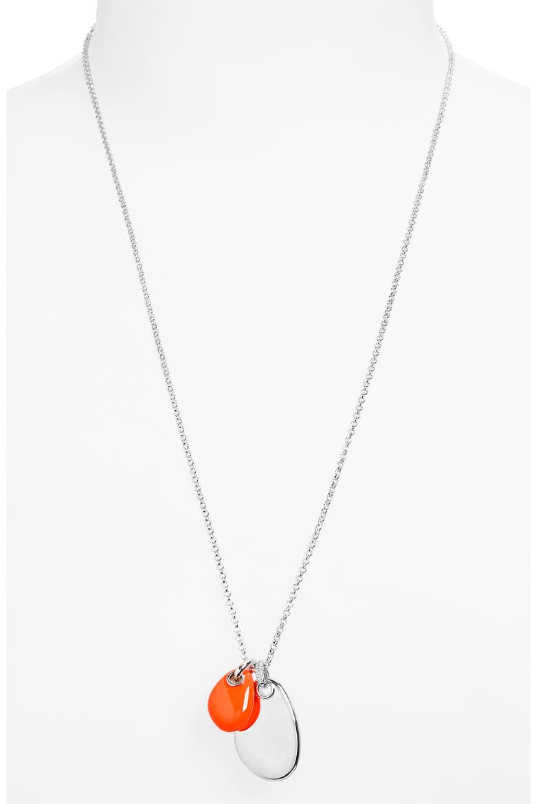 Diamond Bail Enamel Pendant Necklace, Alternate, color, ORANGE