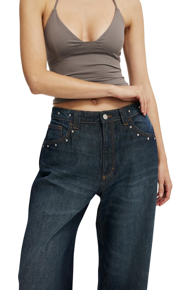 Cotton On Women's Low Super Baggy Jean, Alternate, color, Studded Sapphire Blue