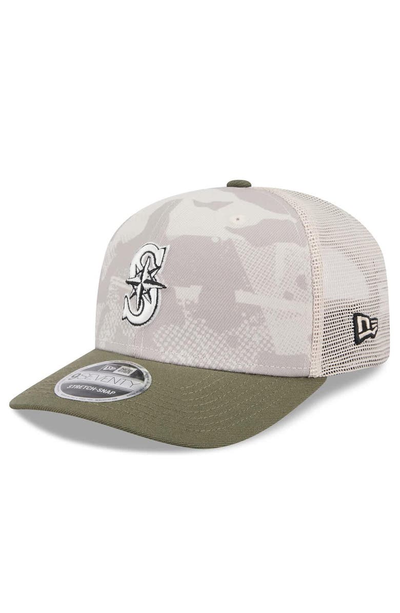 New Era Men's New Era Light Beige/Olive Seattle Mariners 2025 Armed Forces Day 9SEVENTY Stretch-Snap Hat, Alternate, color,