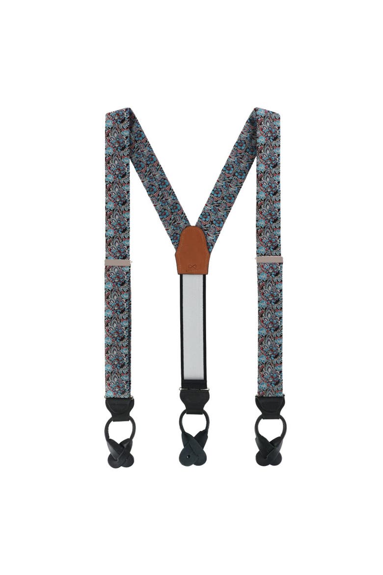 Enzo Exploded Floral Silk Button End Suspenders, Alternate, color, Multiple Colors