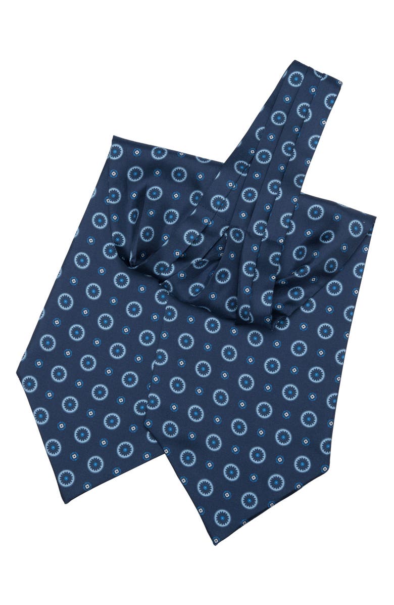 Elizabetta Burano - Silk Ascot Cravat Tie for Men, Alternate, color, Blue