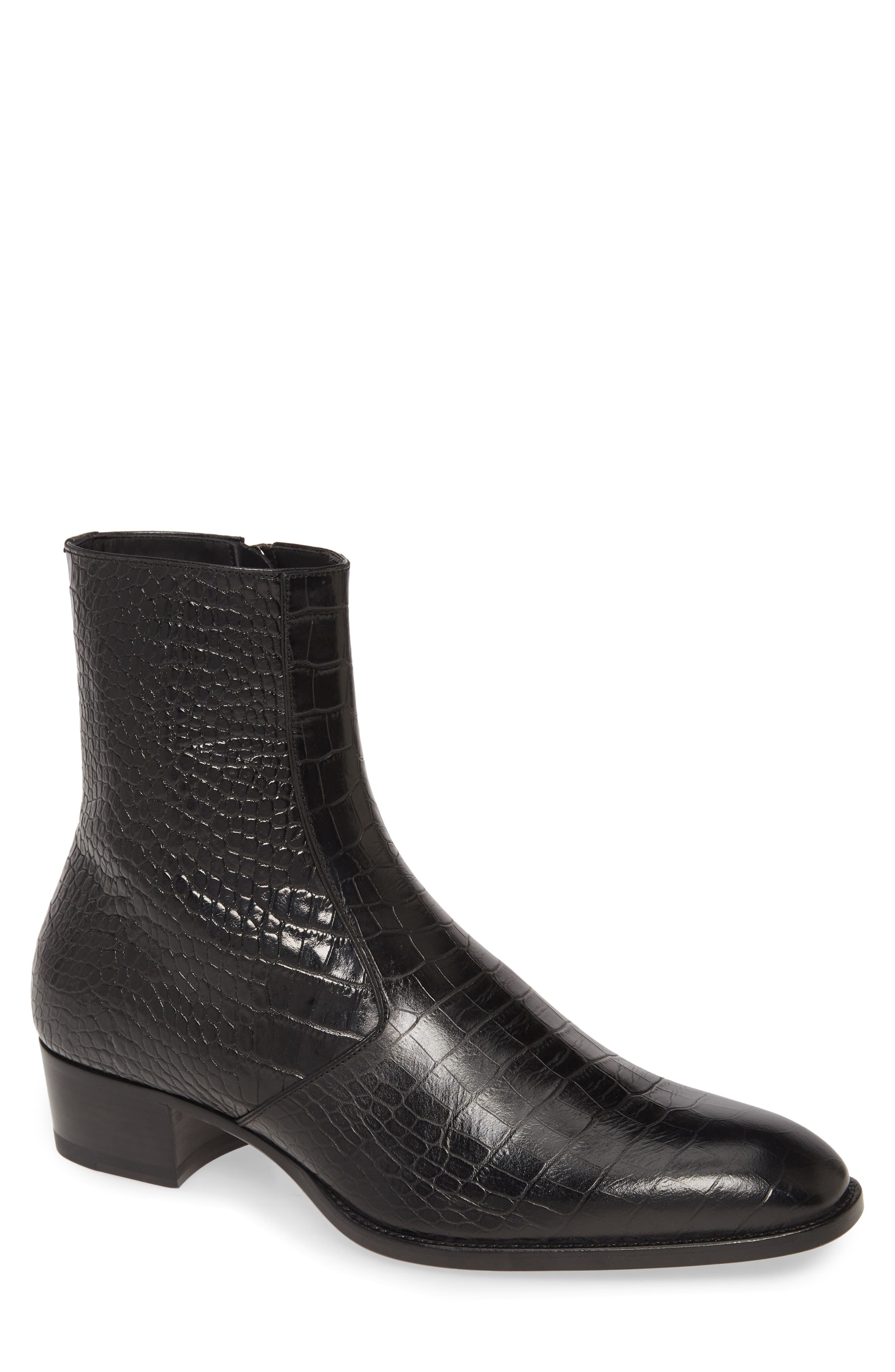 Wyatt Zip Boot, Main, color, BLACK LEATHER