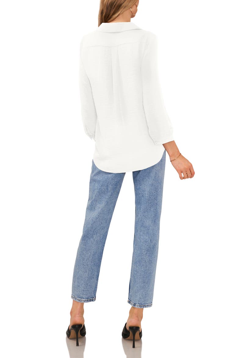 Pleat Front Satin Shirt, Alternate, color, NEW IVORY