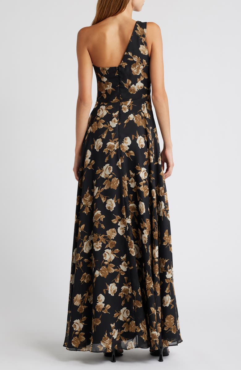 Lulus Floral One-Shoulder Gown, Alternate, color, 