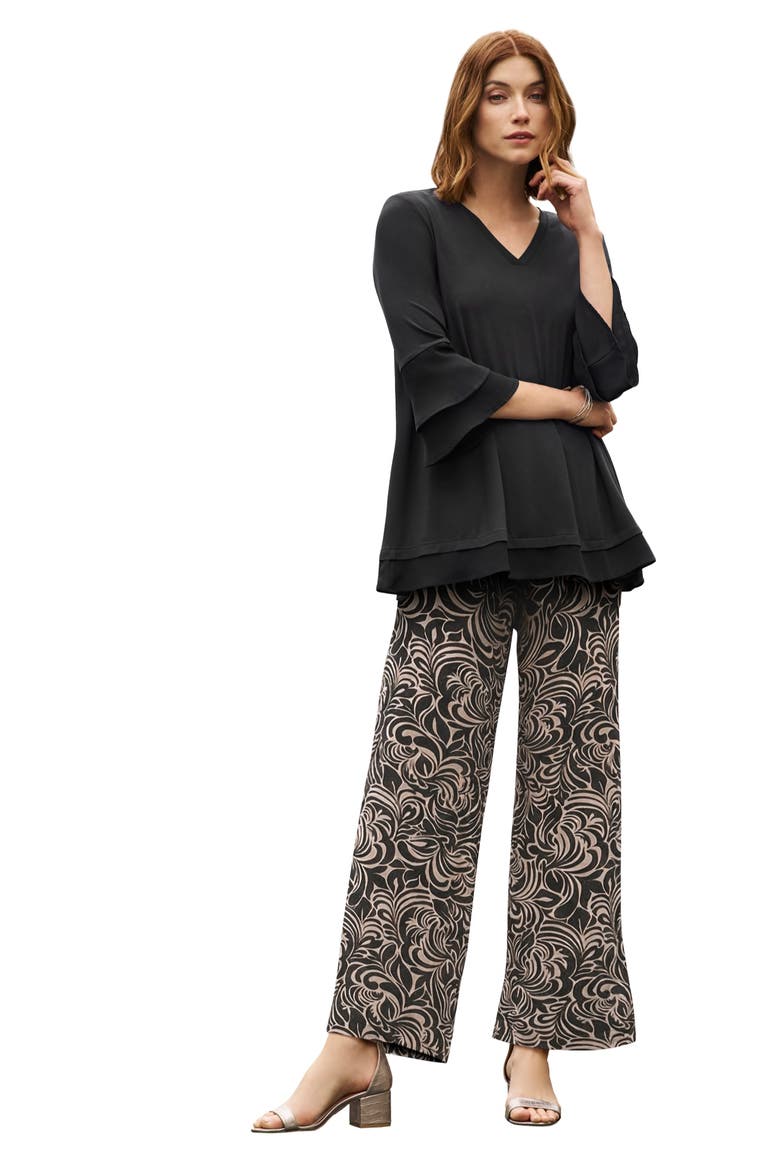 Ruffle Layered Sleeve Top, Main, color, BLACK