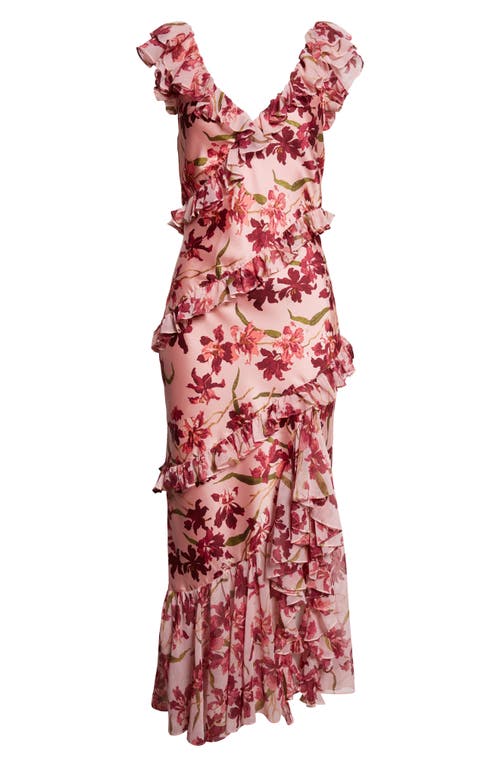 Cinq À Sept Trailing Hibiscus Maxi Dress In Pink