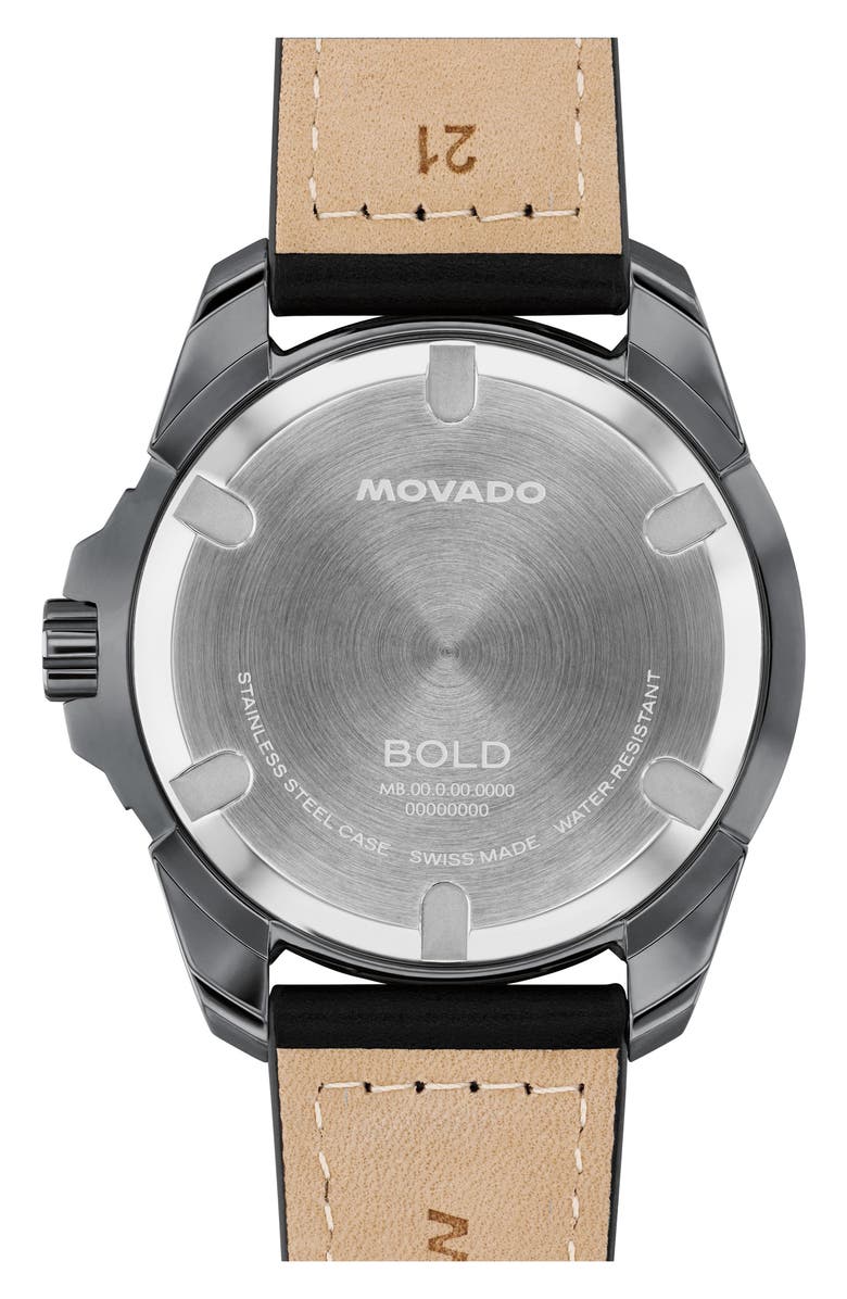 Movado Bold Verso S Leather Strap Watch, 42mm, Alternate, color, 