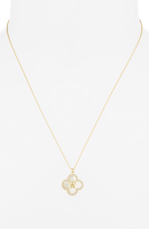 Argento Vivo Sterling Silver Clover Mother-of-pearl Initial Pendant Necklace In Gold