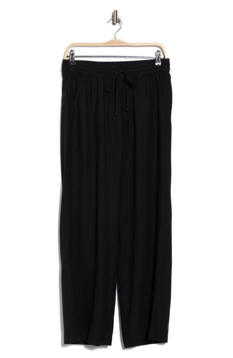 Caslon<sup>®</sup> Linen Blend Pants, Alternate, color, Black