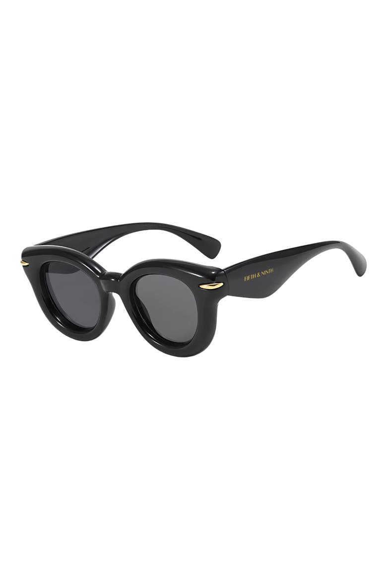 Marlow 46mm Polarized Round Sunglasses, Alternate, color, BLACK / BLACK