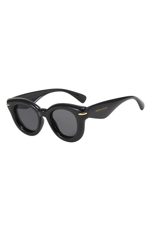 Fifth & Ninth Marlow 46mm Polarized Round Sunglasses In Black