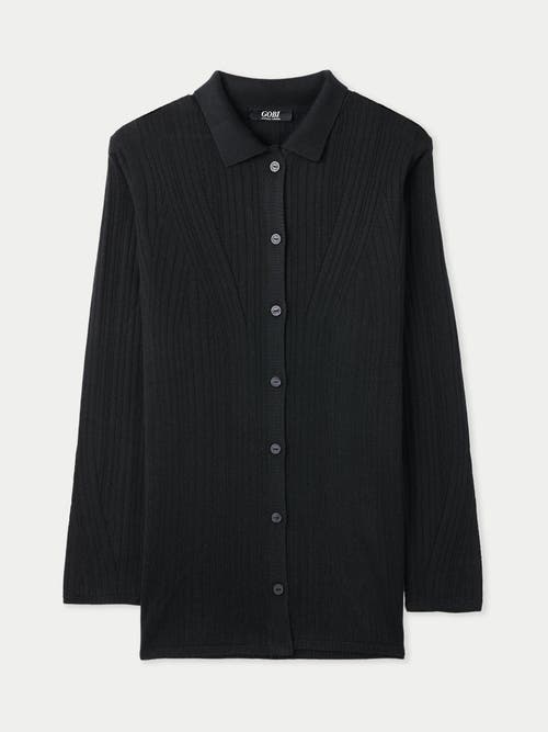 Gobi Mongolian Cashmere Silk Cashmere Cardigan In Black