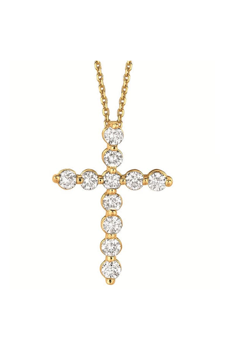 ALLUREZ Lab Diamond Cross Pendant Necklace in 14k, Main, color, 1.01Ct/Yellow Gold