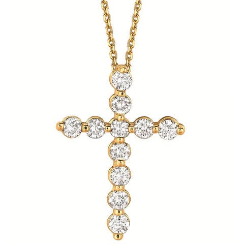Lab Diamond Cross Pendant Necklace in 14k