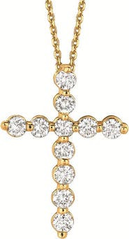 ALLUREZ Lab Diamond Cross Pendant Necklace in 14k