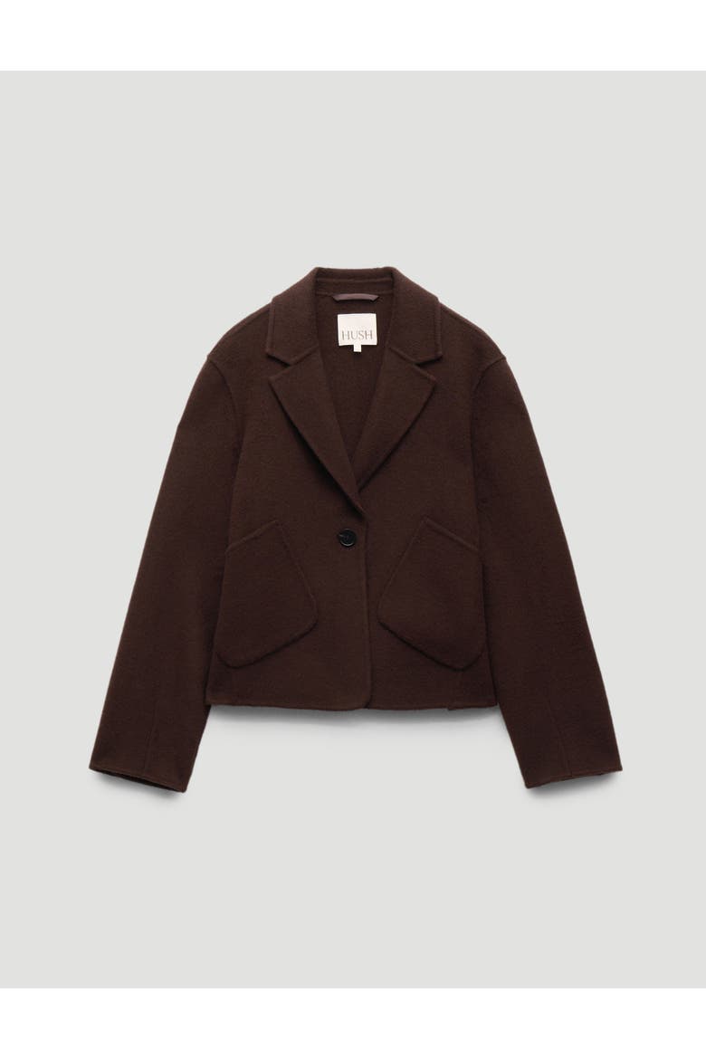 Mina Pure Wool Double Faced Blazer, Alternate, color, Chocolate Brown