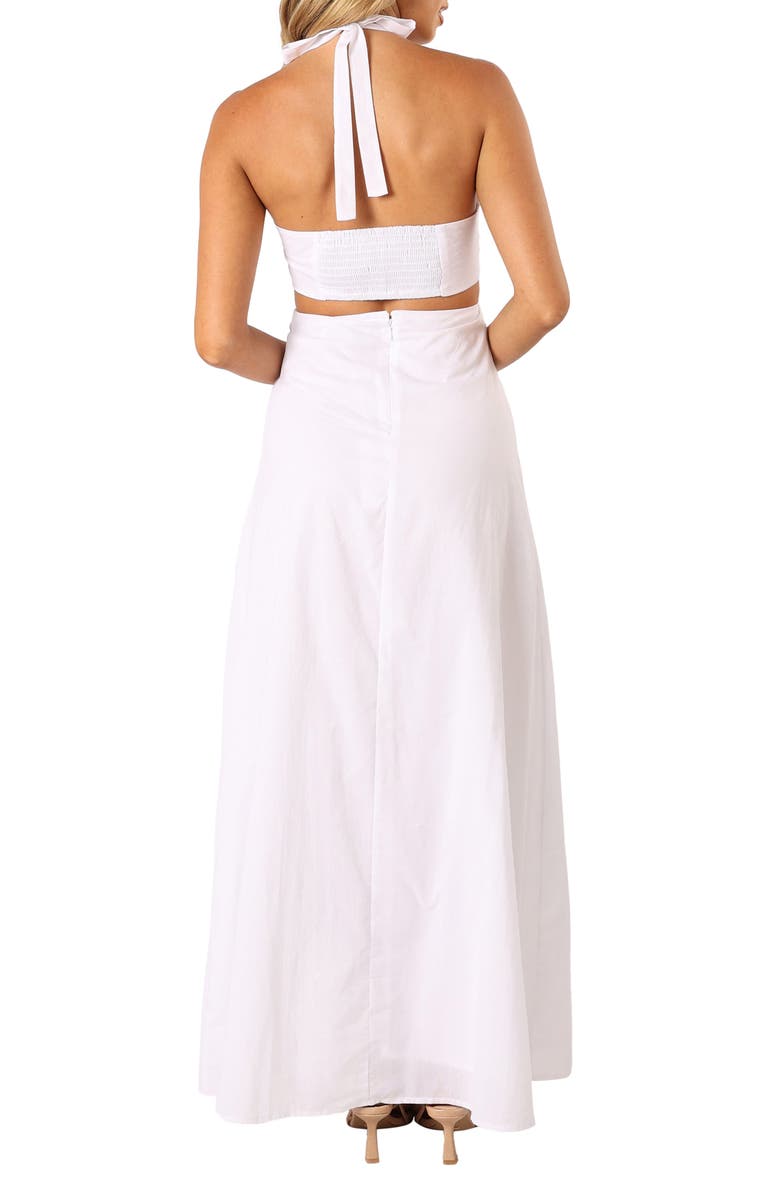 Petal & Pup Kallos Cutout Cotton Halter Maxi Dress, Alternate, color, White