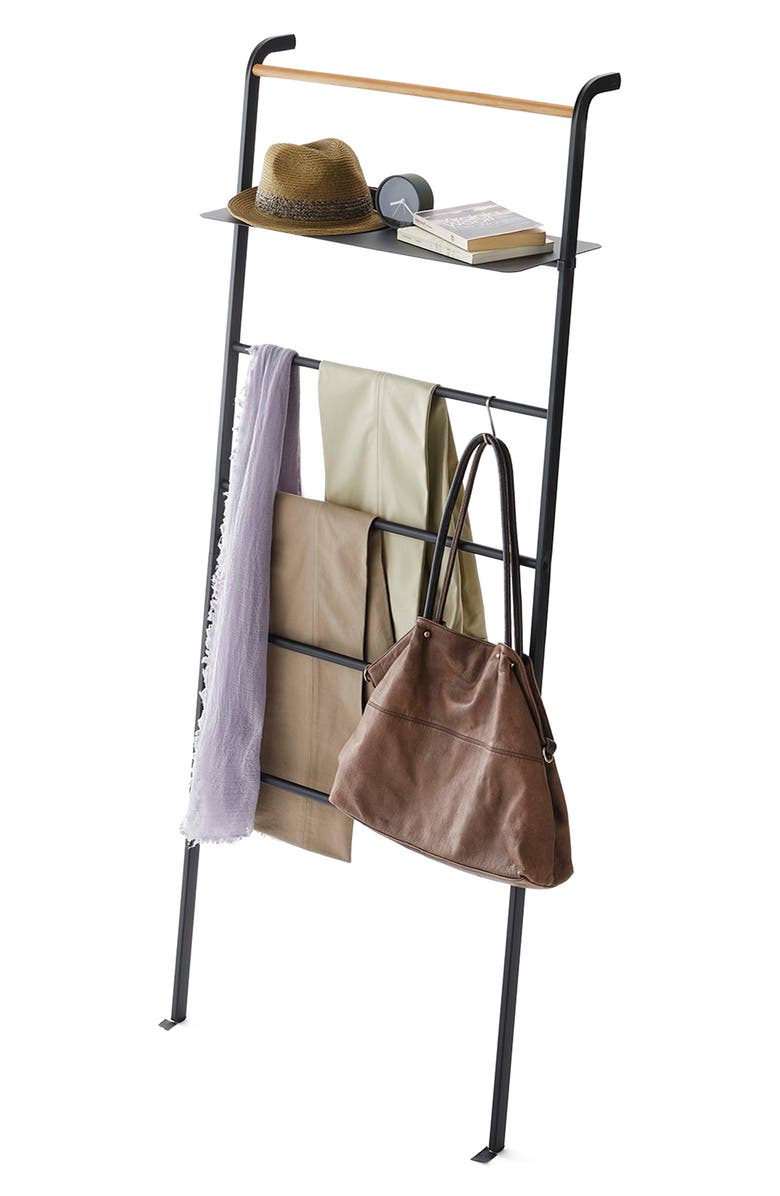 Yamazaki Leaning Storage Ladder, Alternate, color, Black