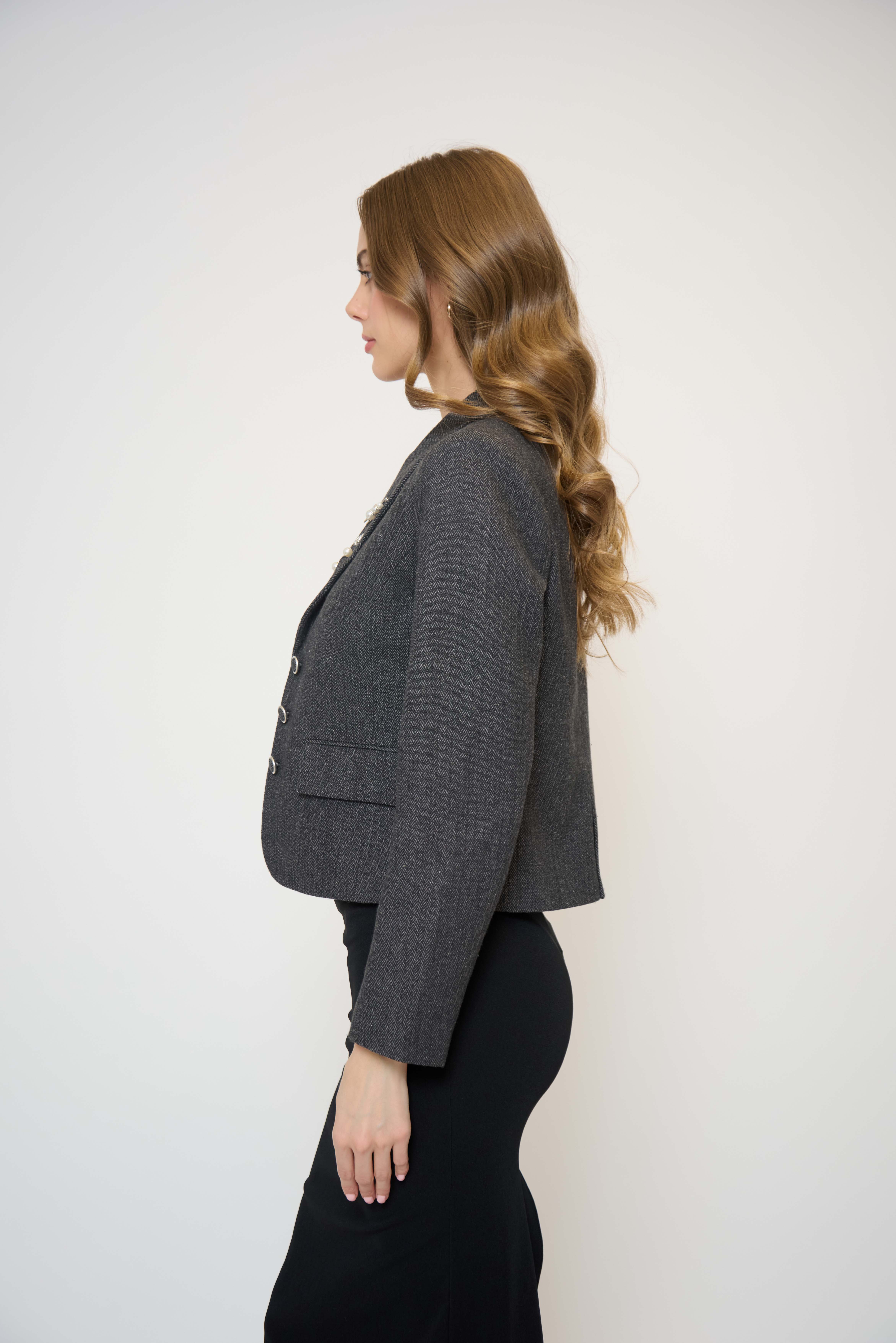 Crystal Pins & Chains Cropped Blazer - image 2