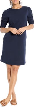 NZT by NIC+ZOE Ruched Sleeve Cotton Dress