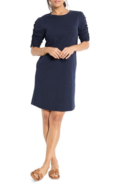 Nzt By Nic+zoe Ruched Sleeve Cotton Dress