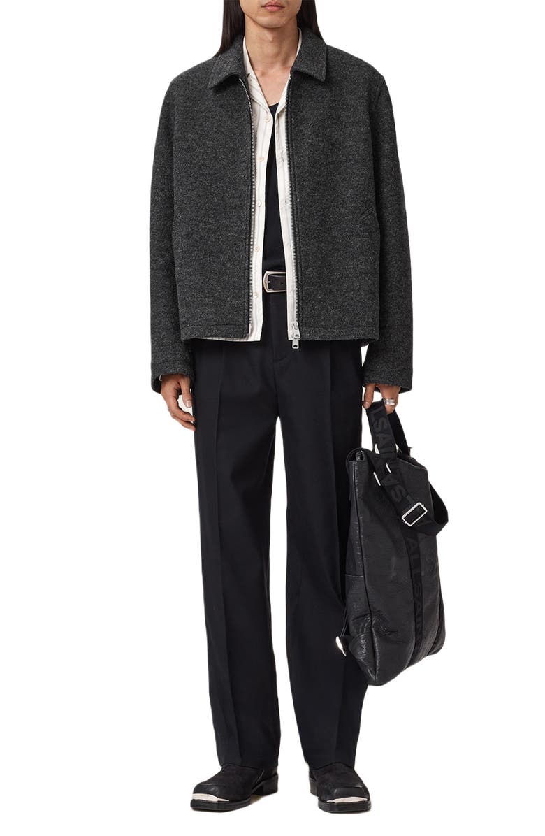 AllSaints Celeste Crop Boiled Wool Jacket, Alternate, color, Charcoal Grey