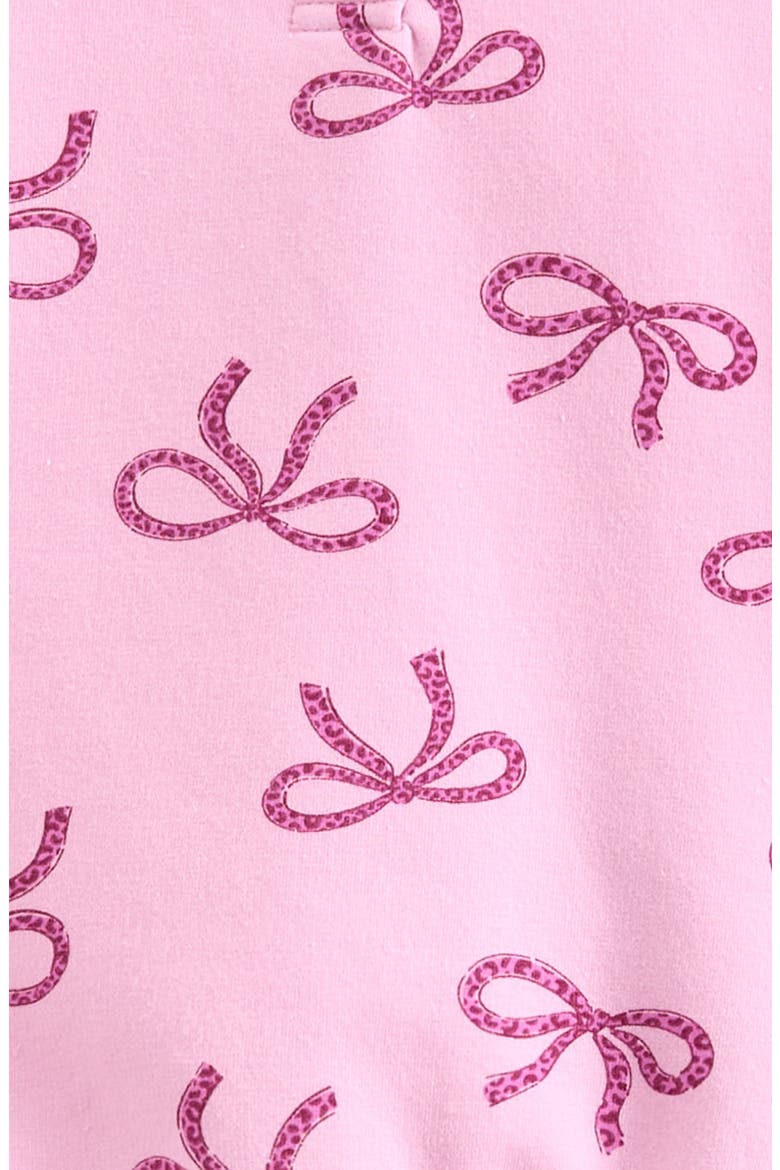 Print Ruffle Sweatshirt & Pants Set, Alternate, color, PINK LAVENDER LEOPARD BOWS